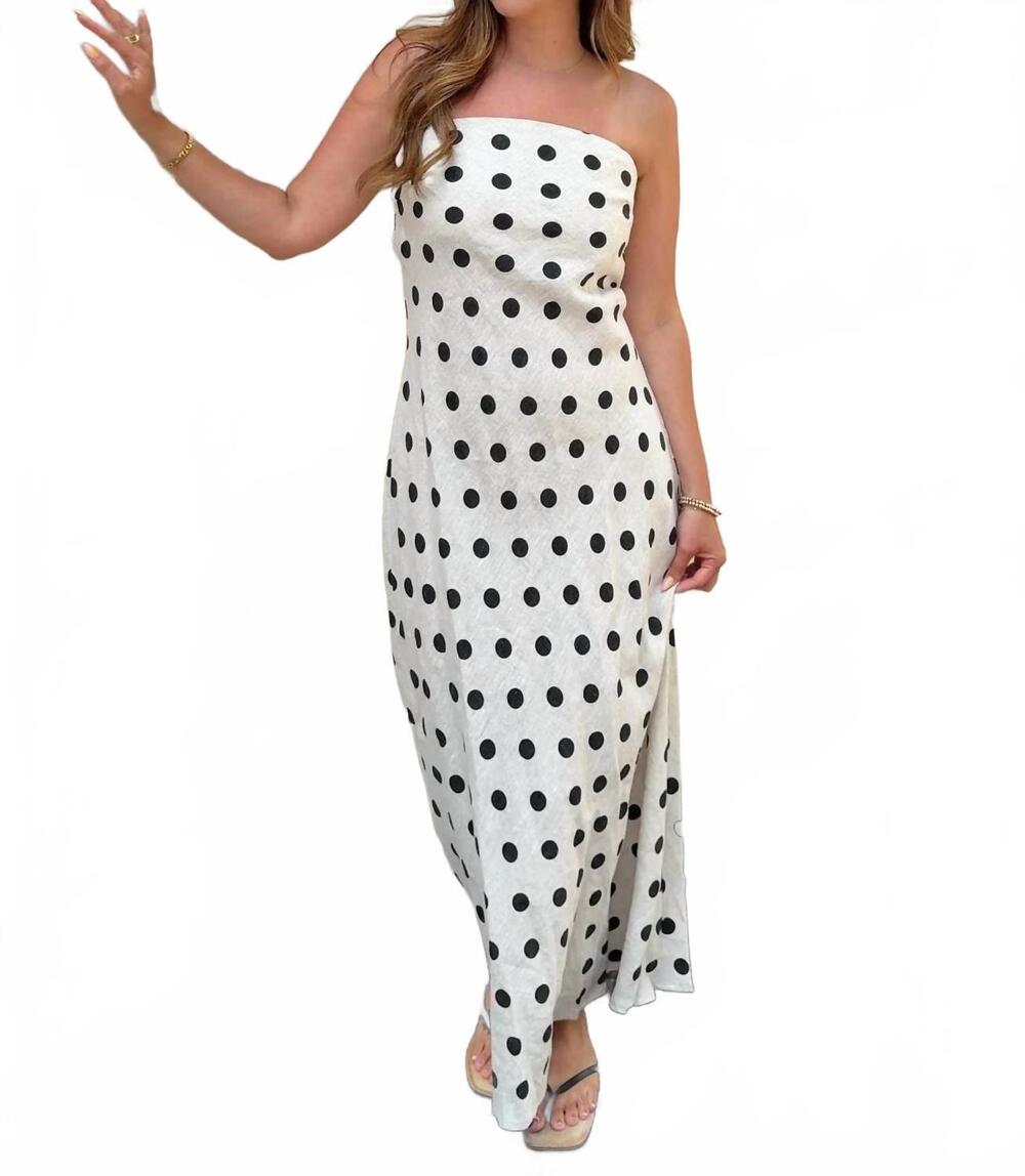 NEW OLIVACEOUS camila polka dot midi dress in natural black